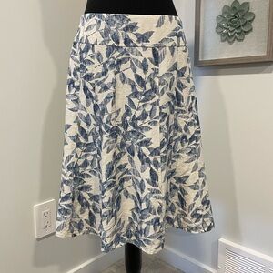 Never Worn! Ann Taylor Blue & Cream Botanical Silk & Linen Skirt